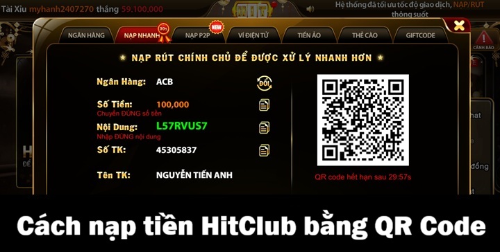 Hướng dẫn nạp tiền Hitclub nhanh gọn qua 07 cách