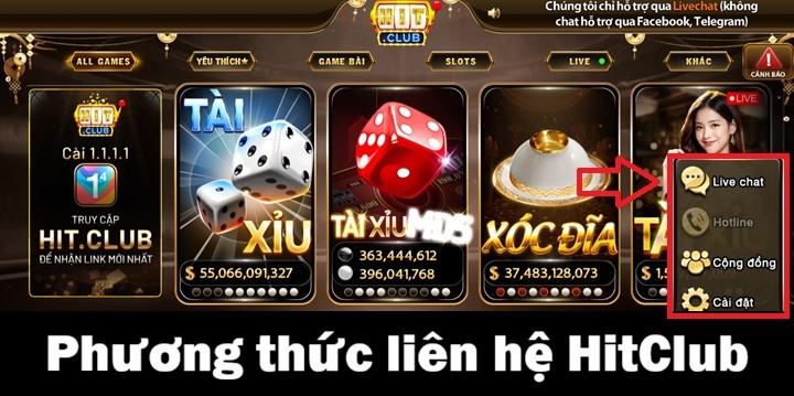 Những phương thức liên hệ Hitclub 