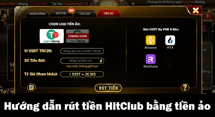 Hướng dẫn cặn kẽ quy trình rút tiền Hitclub
