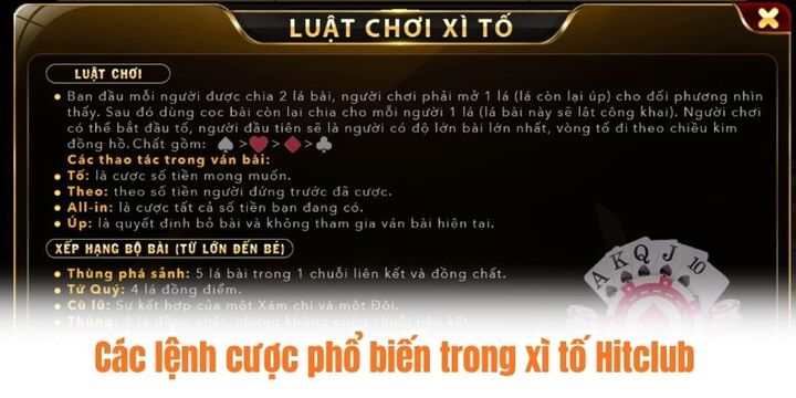 Luật chơi xì tố Hitclub súc tích, ngắn gọn