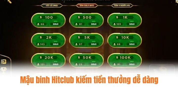 Mậu binh Hitclub kiếm tiền thưởng dễ dàng và nhanh chóng