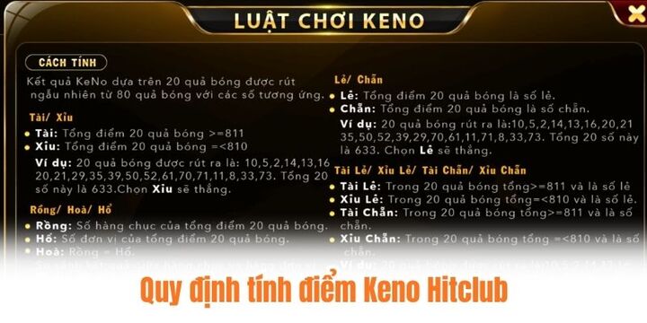 Tổng hợp quy tắc cần biết khi chơi keno Hitclub