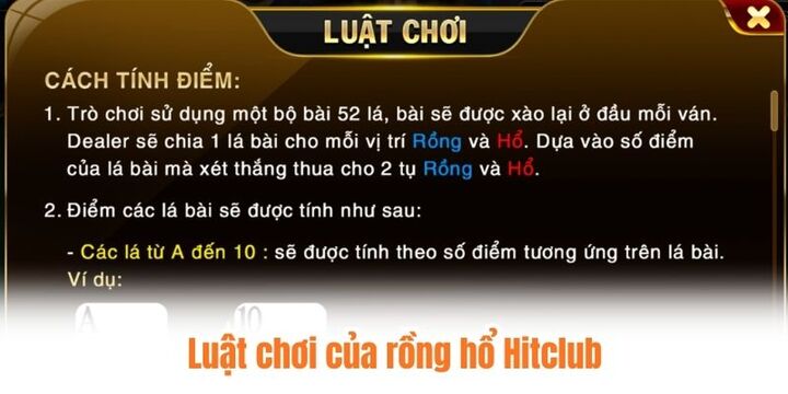 Lối chơi của rồng hổ Hitclub tương đối đơn giản